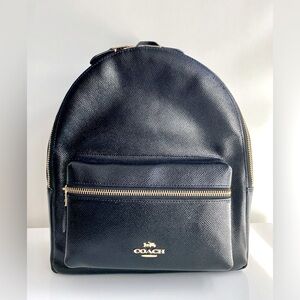 Coach Black Leather Backpack